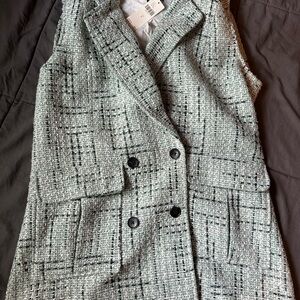 Anthropologie Black and Gray Tweed Vest